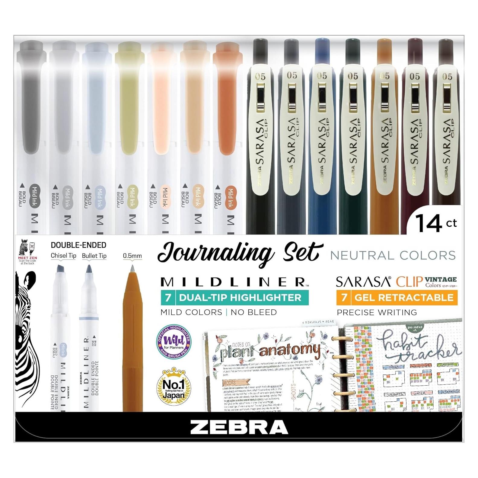 Conjunto de 14 Bolígrafos y Resaltadores Zebra Pen Sarasa Clip