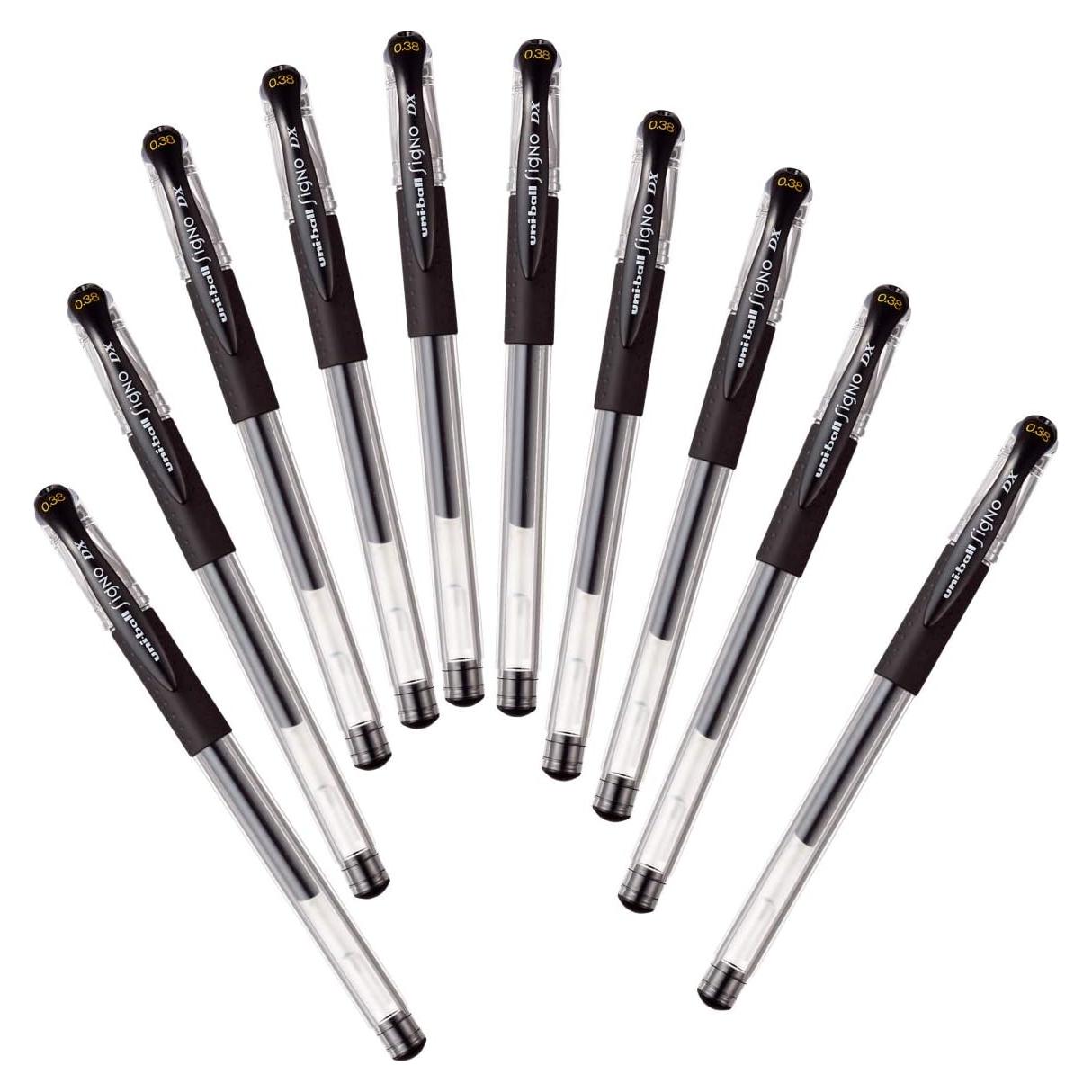 Bolígrafo de Gel Uni-ball Signo UM-151 - 0.38 mm - 10 Pcs Negro