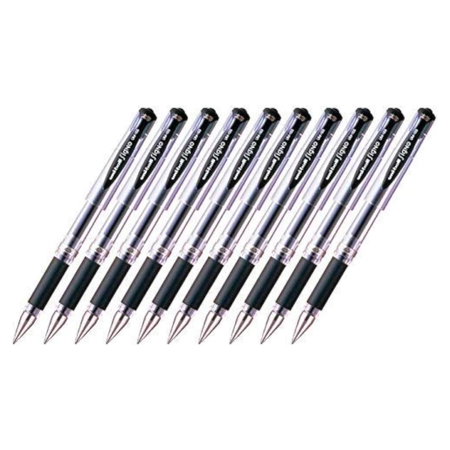 Bolígrafo de Gel Uni-ball Signo UM-153, Punta Gruesa 1.0mm, Tinta Negra, Paquete de 10