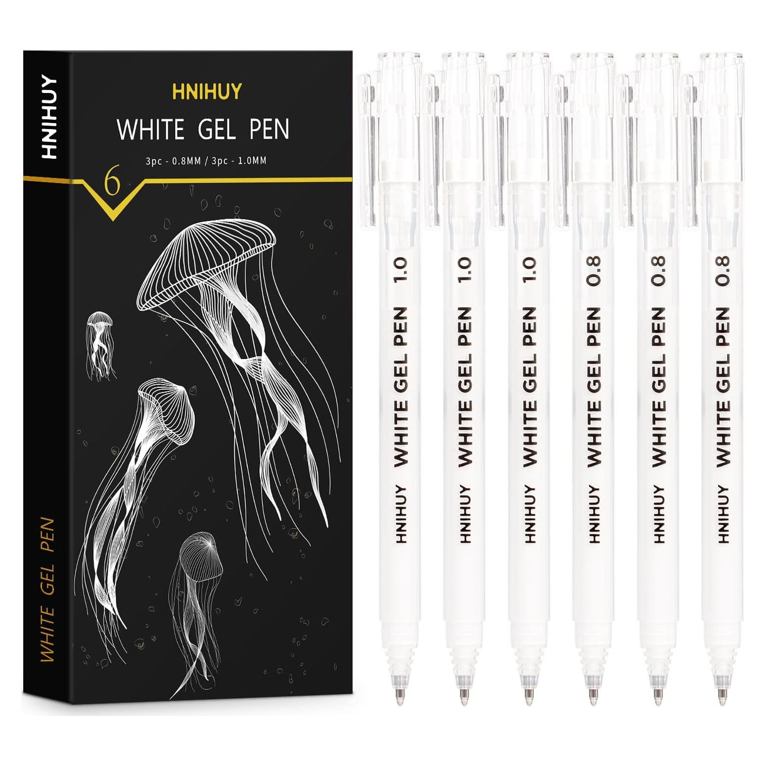 Bolígrafos de Gel Blancos Genérico 0.8mm y 1mm Paquete de 6