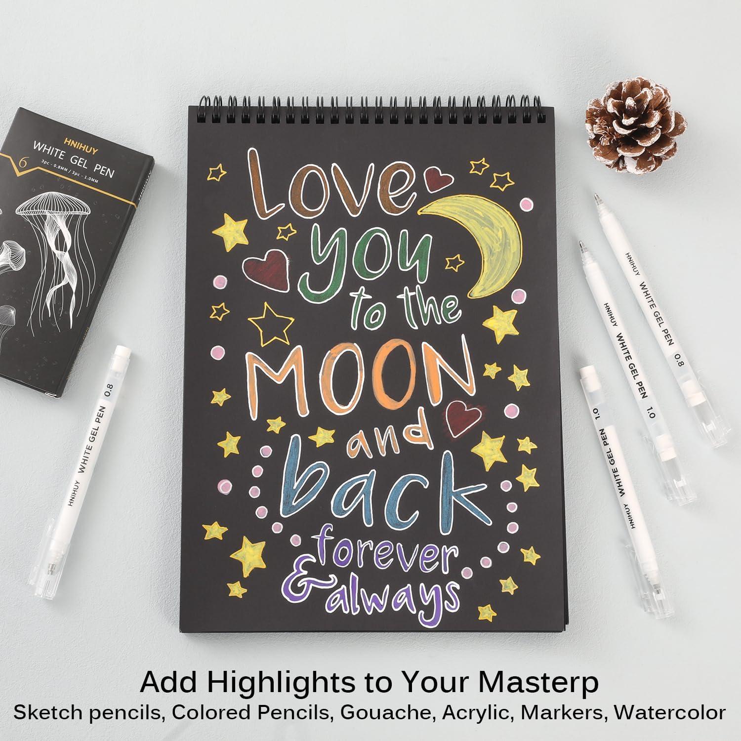 Bolígrafos de Gel Blancos Genérico 0.8mm y 1mm Paquete de 6