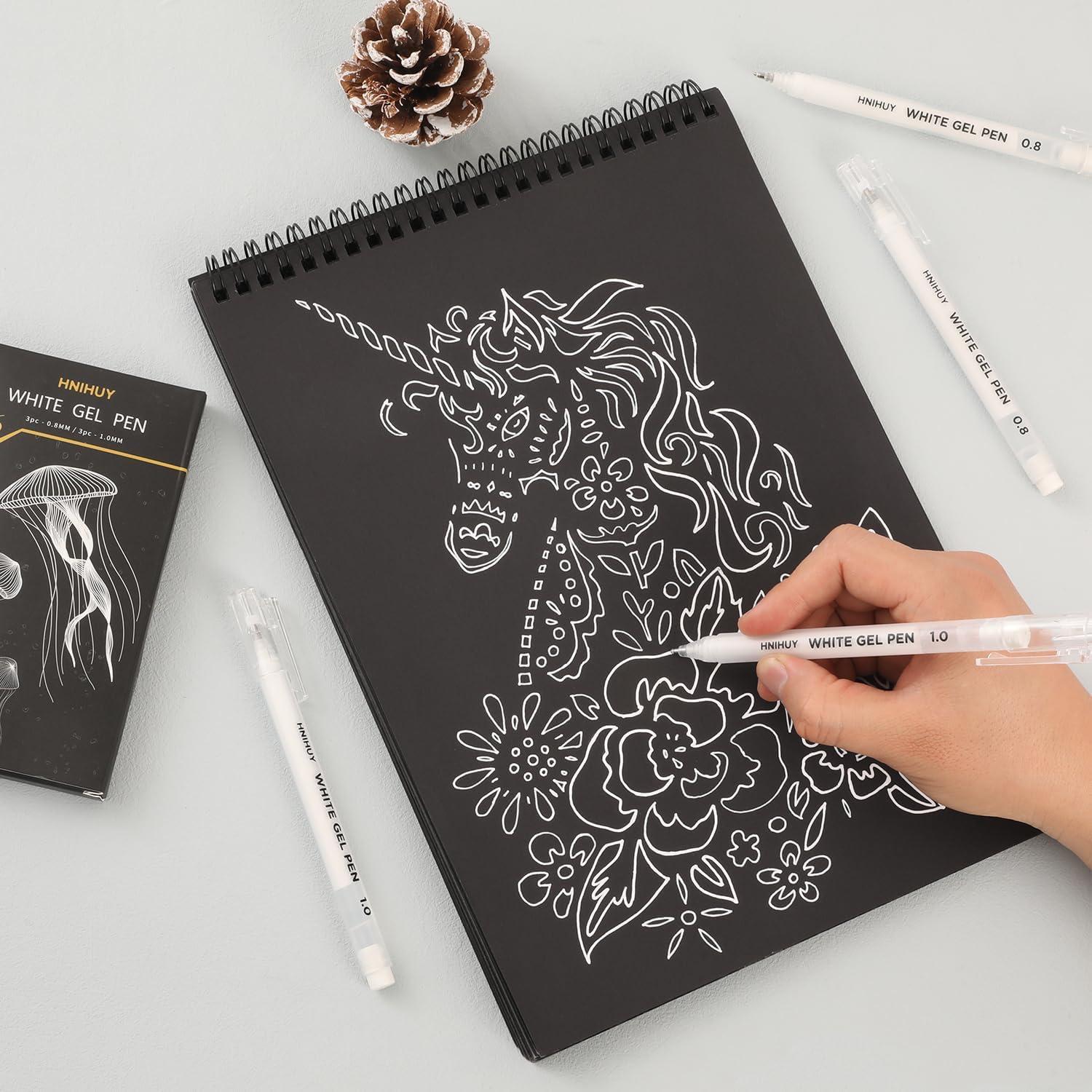 Bolígrafos de Gel Blancos Genérico 0.8mm y 1mm Paquete de 6