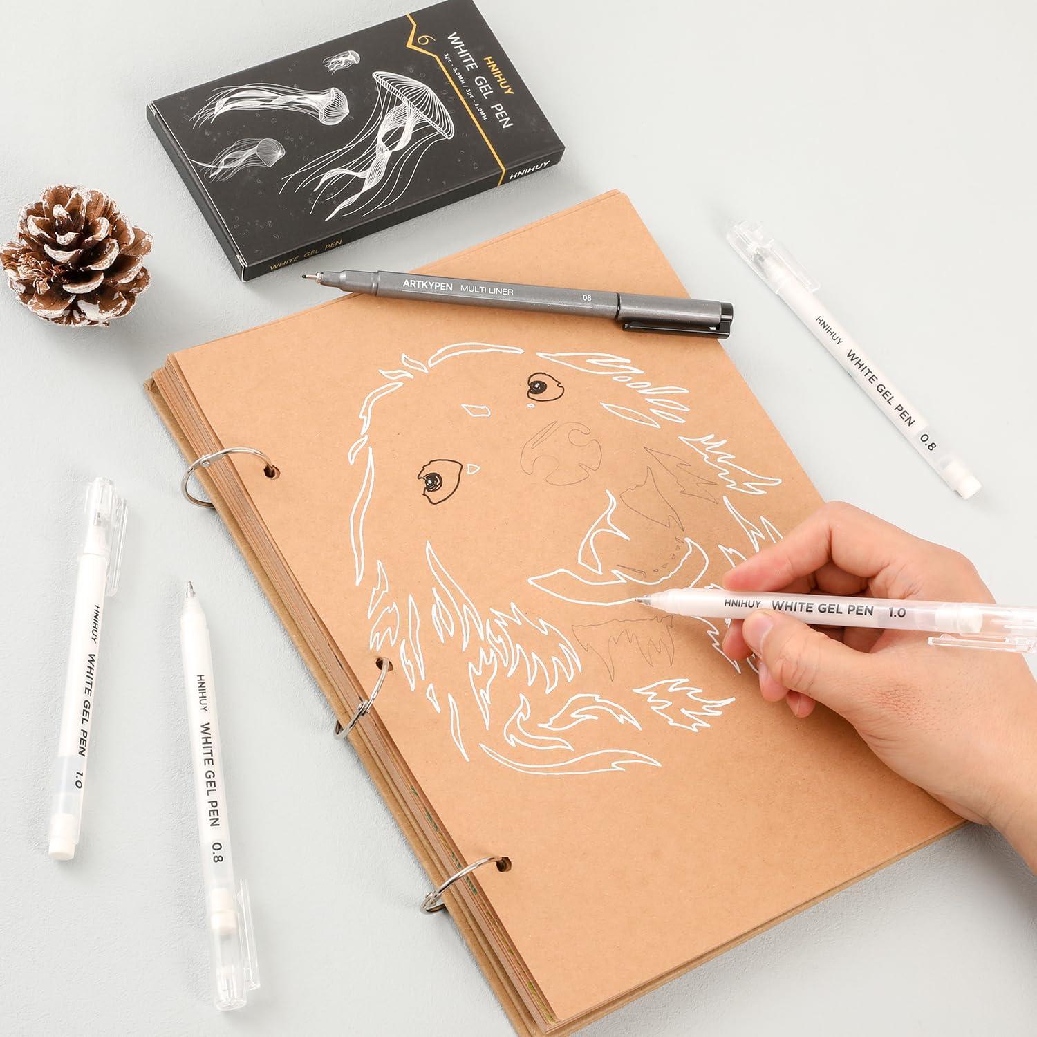 Bolígrafos de Gel Blancos Genérico 0.8mm y 1mm Paquete de 6