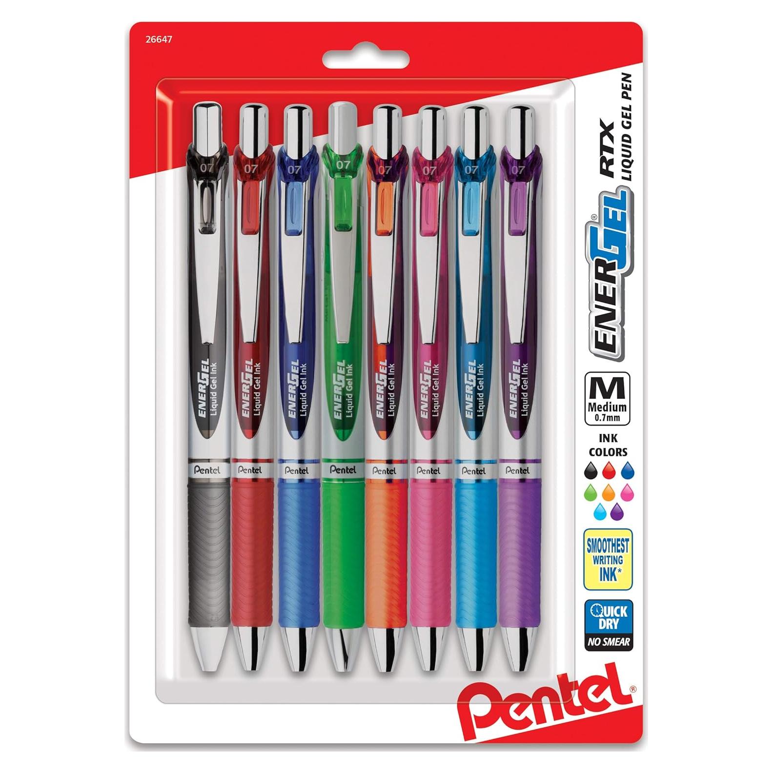 Bolígrafo de Gel Retráctil Pentel EnerGel RTX 0.7mm 8-Pack