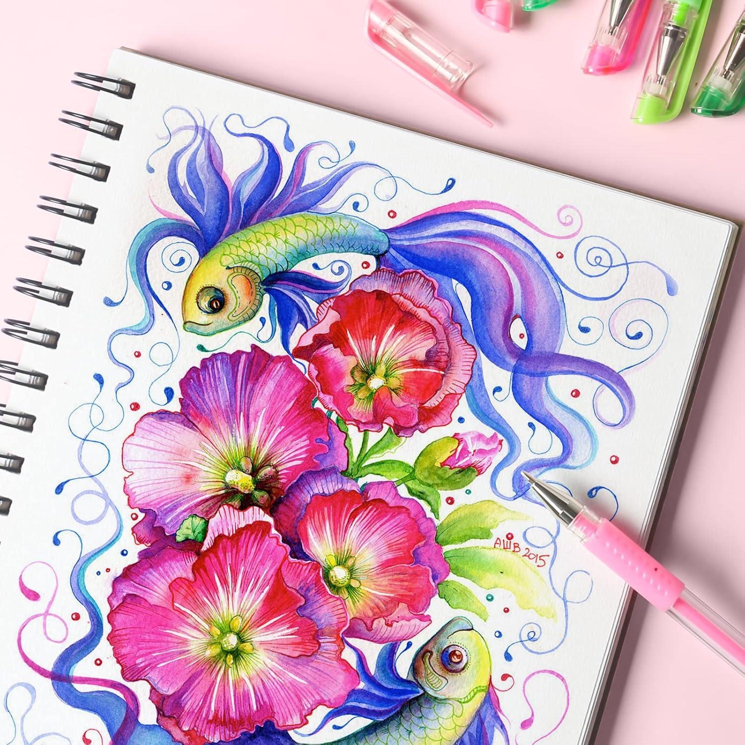 Bolígrafos de Gel LIULIUCAI 312 Colores Brillantes para Colorear