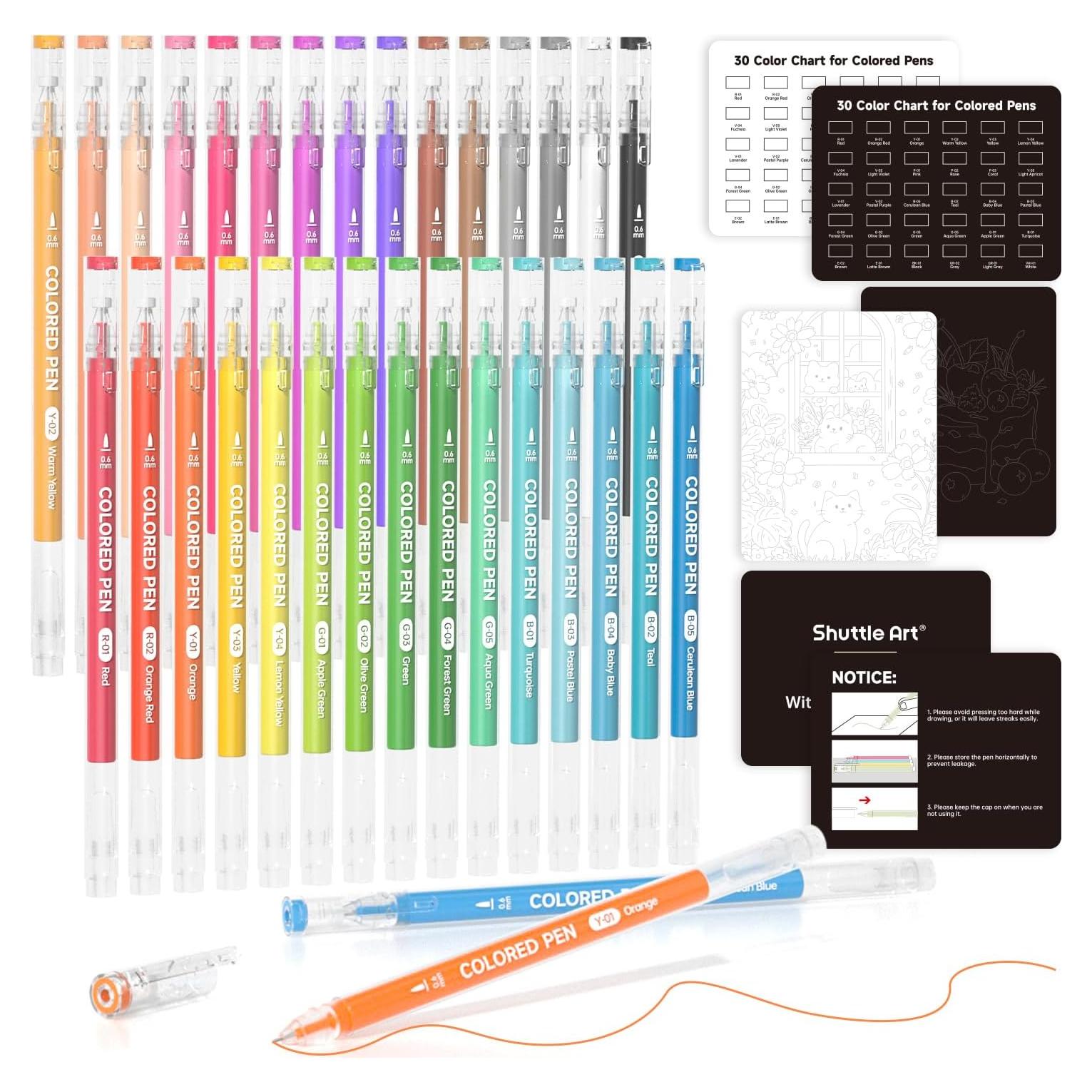 Set de 30 Bolígrafos de Gel Shuttle Art 0.6mm Multicolor