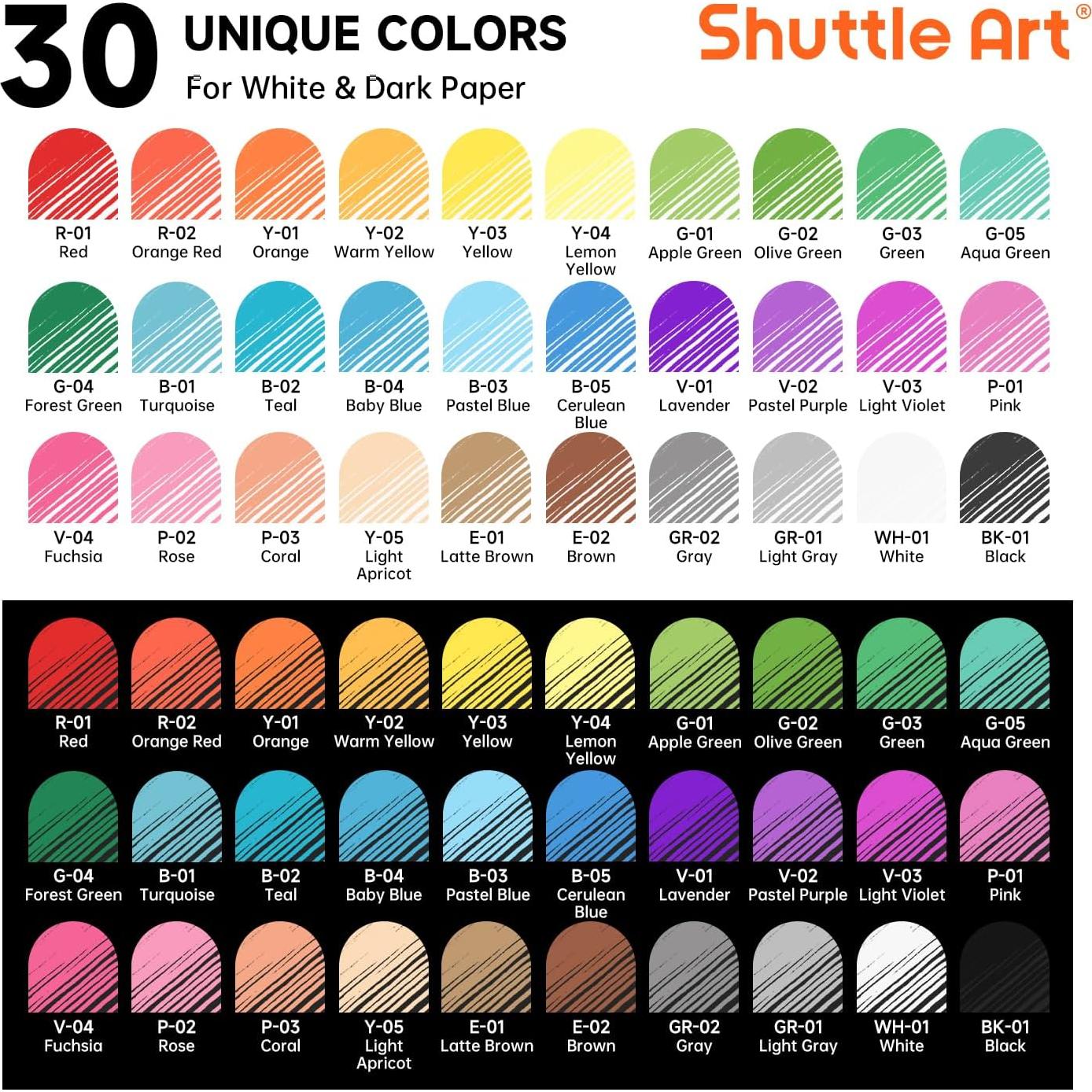 Set de 30 Bolígrafos de Gel Shuttle Art 0.6mm Multicolor