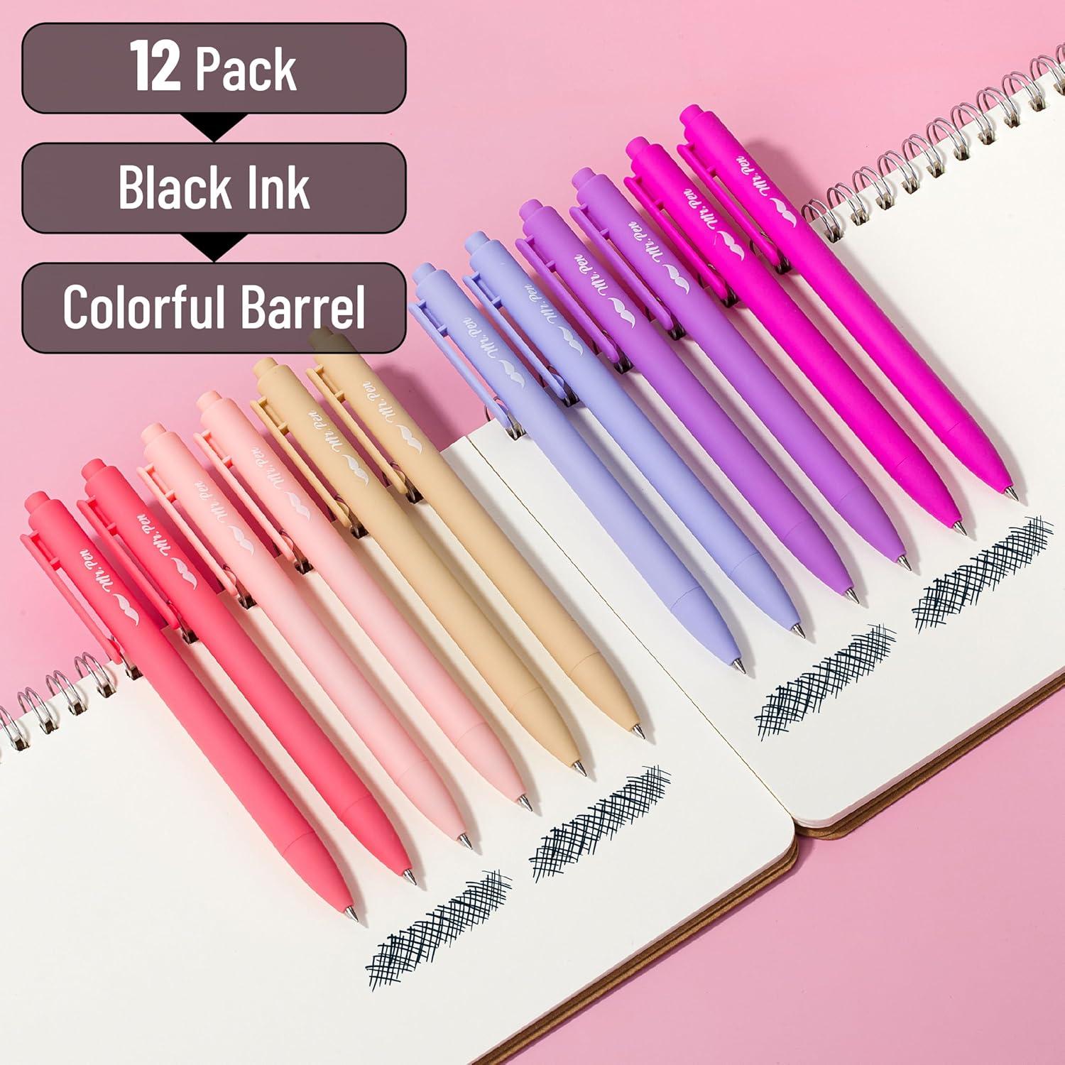 Bolígrafos de Gel Retráctiles Mr. Pen, Set de 12, Tinta Negra 0.5mm