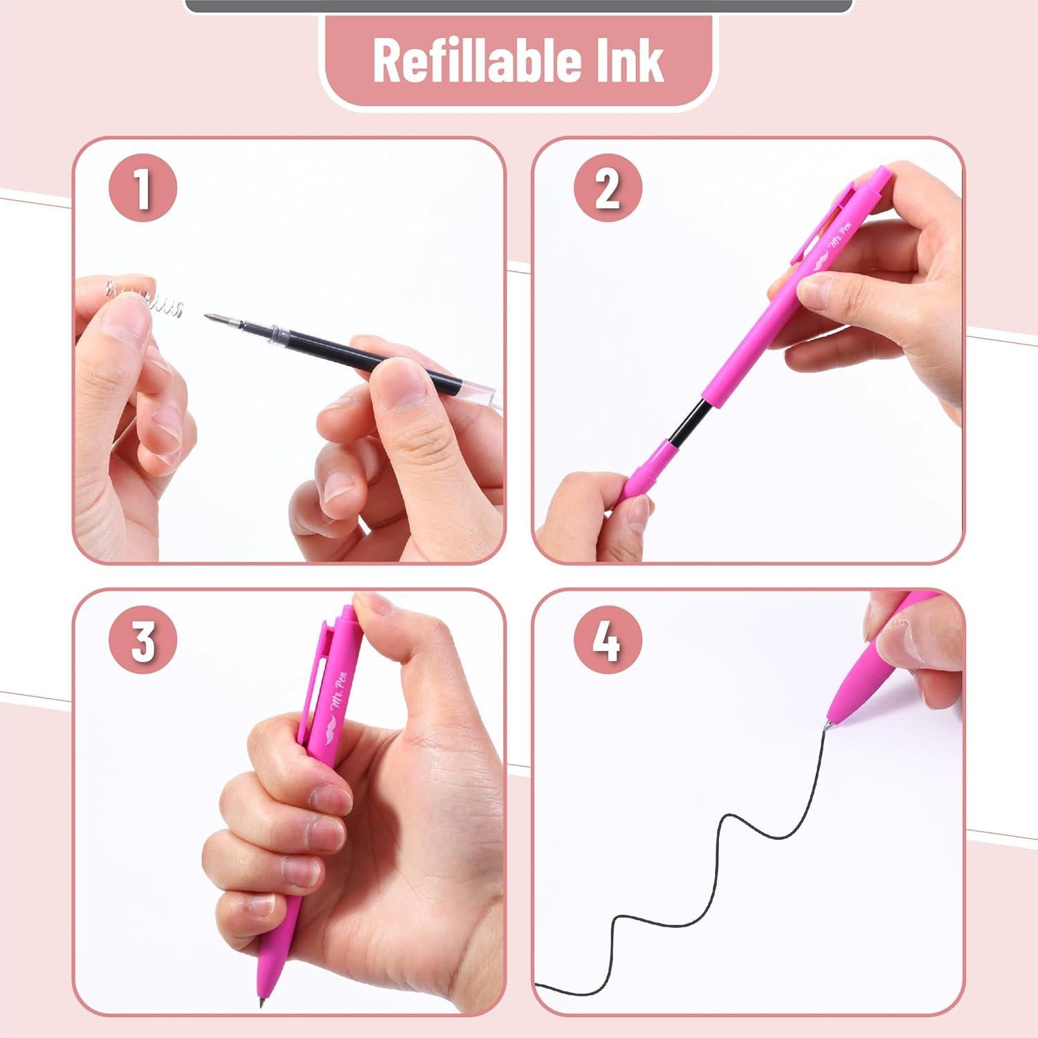 Bolígrafos de Gel Retráctiles Mr. Pen, Set de 12, Tinta Negra 0.5mm