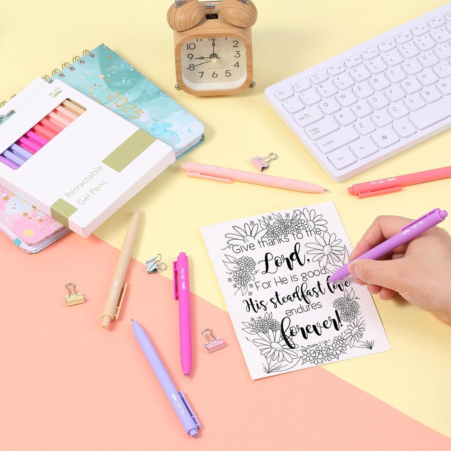 Bolígrafos de Gel Retráctiles Mr. Pen, Set de 12, Tinta Negra 0.5mm