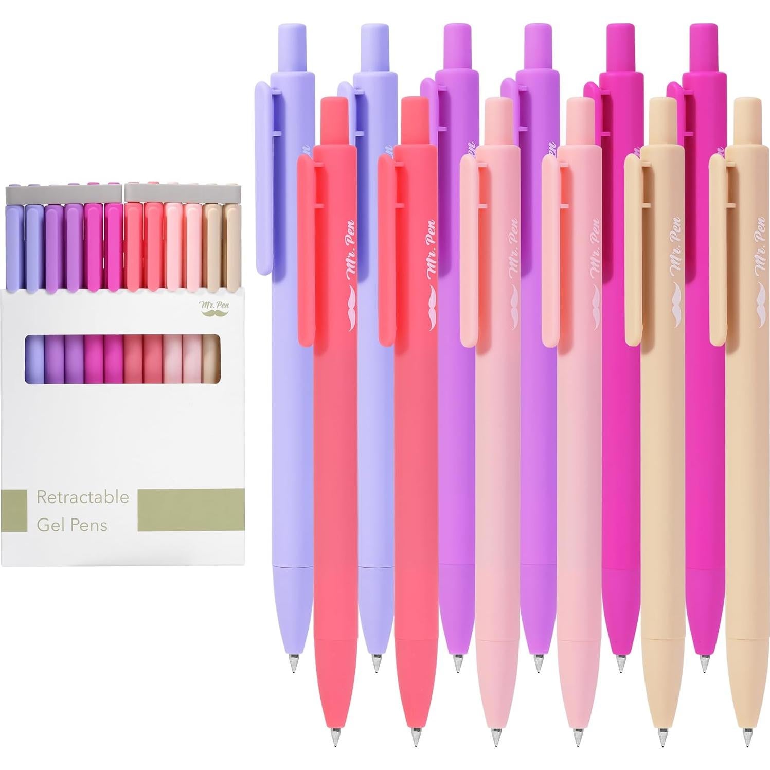 Bolígrafos de Gel Retráctiles Mr. Pen, Set de 12, Tinta Negra 0.5mm