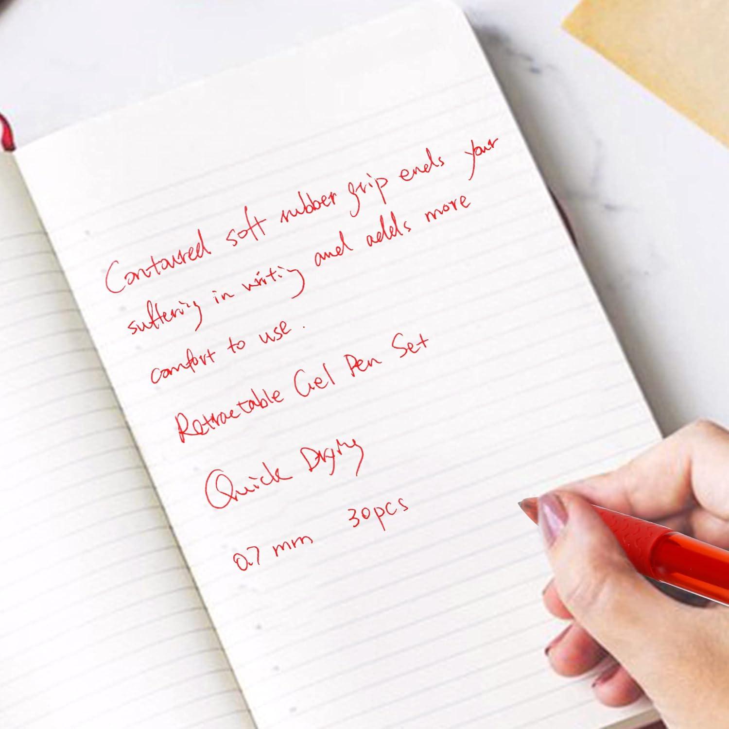 Set de 30 Bolígrafos de Gel Retráctiles Feela Tinta Roja 0.7mm