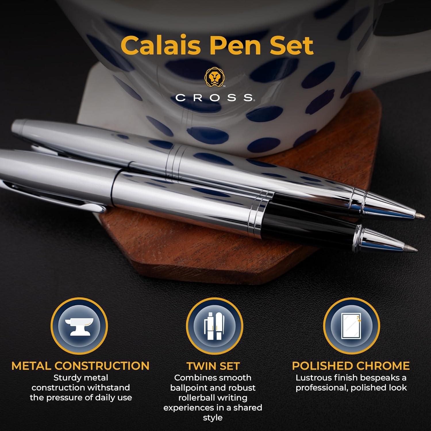 Juego de Plumas Cross Calais Cromadas con Grabado Personalizado