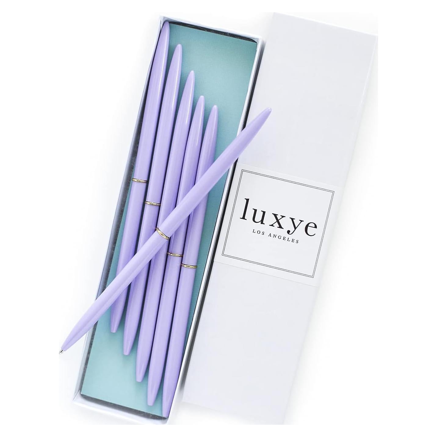 Juego de 6 bolígrafos dorados Luxye con tinta negra - Regalo elegante