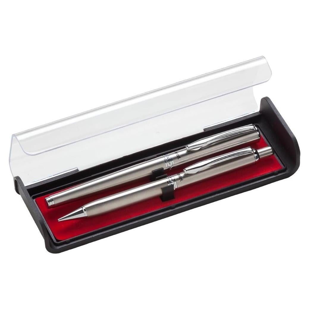 Conjunto bolígrafo y lápiz Pentel Libretto 0.7mm y 0.5mm plateado