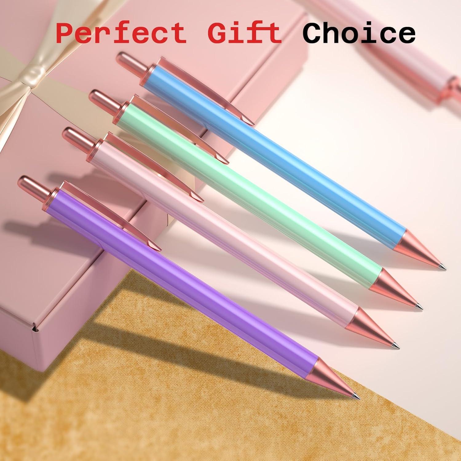 Bolígrafos de Lujo Sooez 4 Pcs Acero Inoxidable Tinta Negra 1.0mm