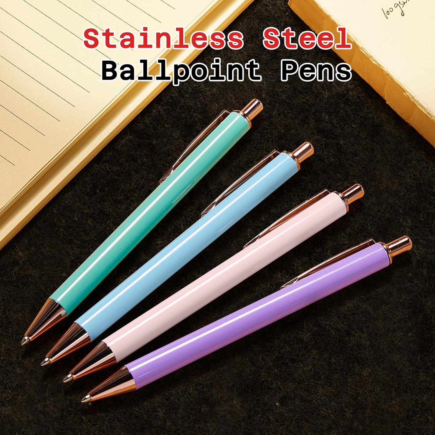 Bolígrafos de Lujo Sooez 4 Pcs Acero Inoxidable Tinta Negra 1.0mm