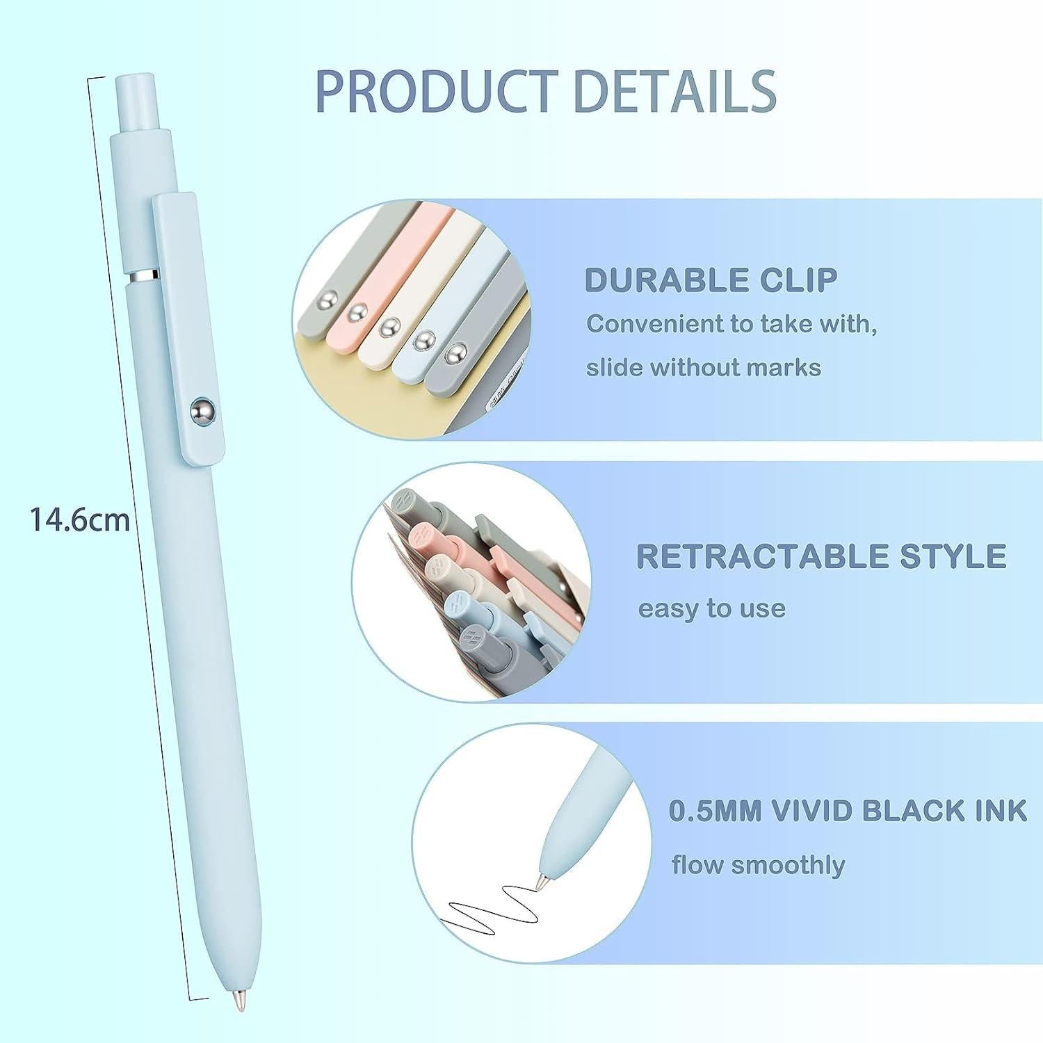 Bolígrafos de Gel Retráctiles Lanxivi 5PCS Tinta Negra 0.5mm