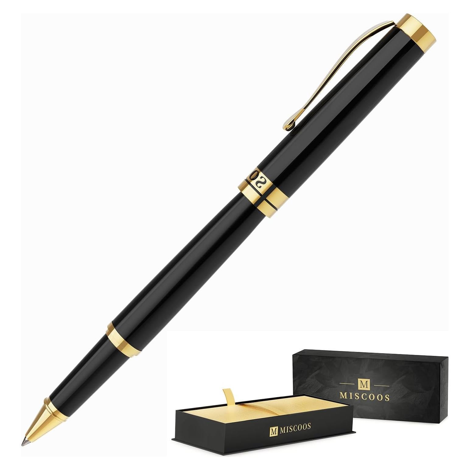 Bolígrafo de lujo Miscoos Rollerball Oro 24K Tinta Negra