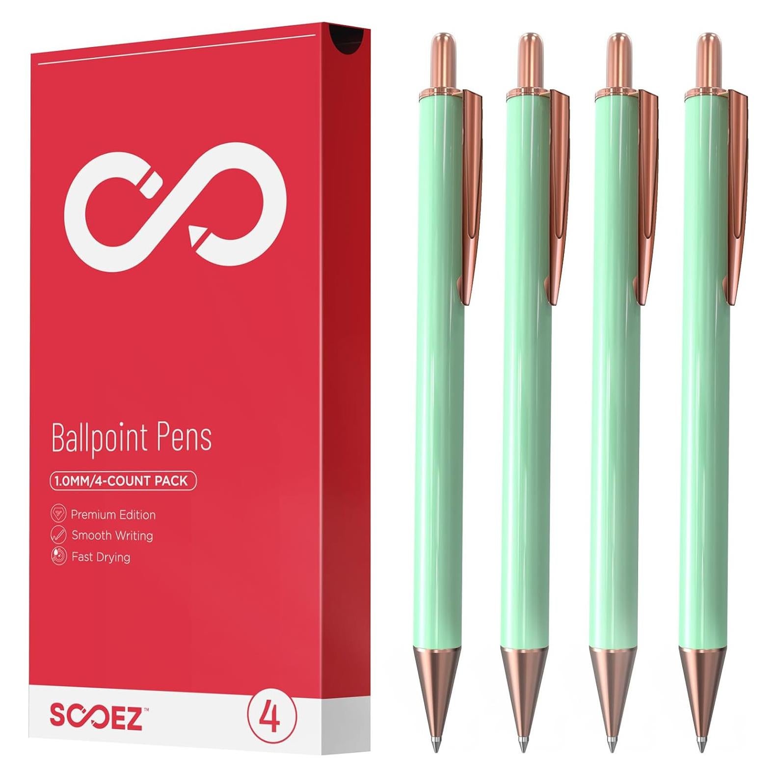 Bolígrafos de Lujo Sooetz 4 Pcs Acero Inoxidable Tinta Negra 1.0mm