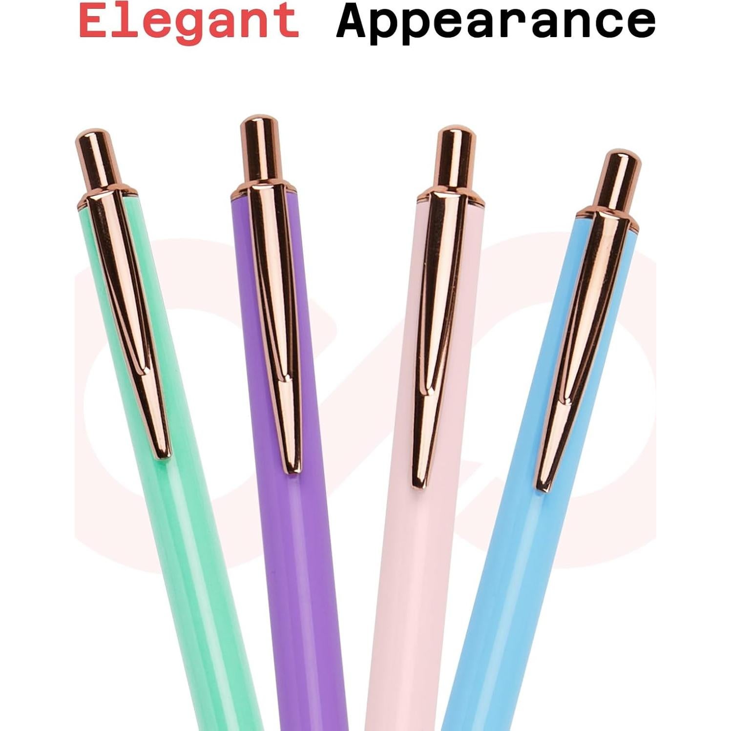 Bolígrafos de Lujo Sooetz 4 Pcs Acero Inoxidable Tinta Negra 1.0mm