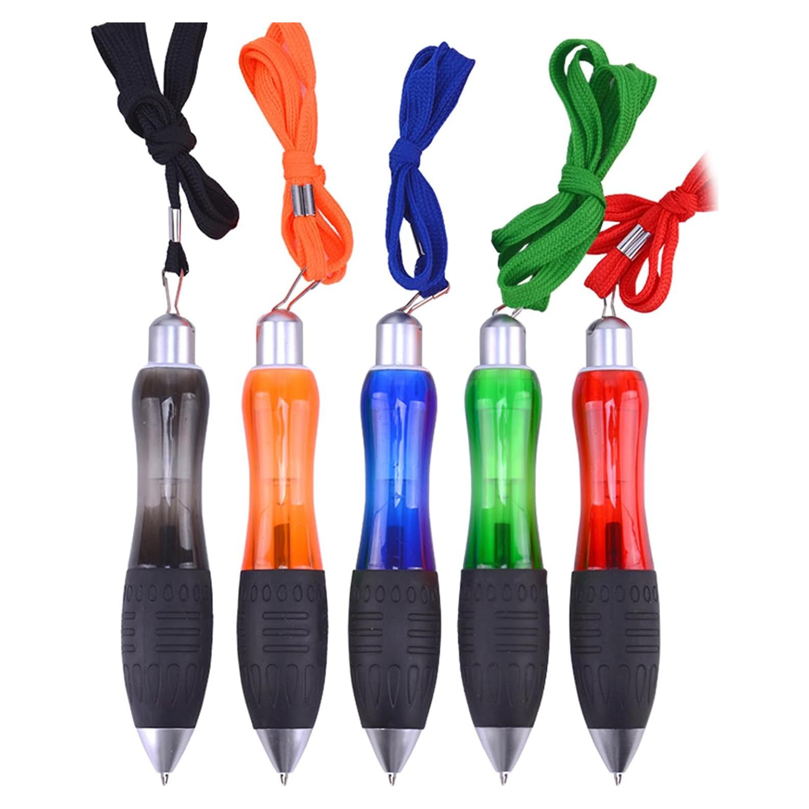 Conjunto de 5 bolígrafos retráctiles KUFptva con correa