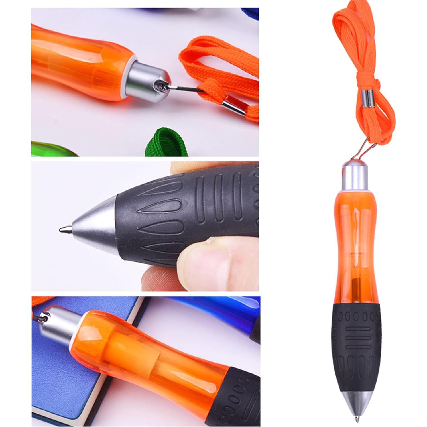 Conjunto de 5 bolígrafos retráctiles KUFptva con correa