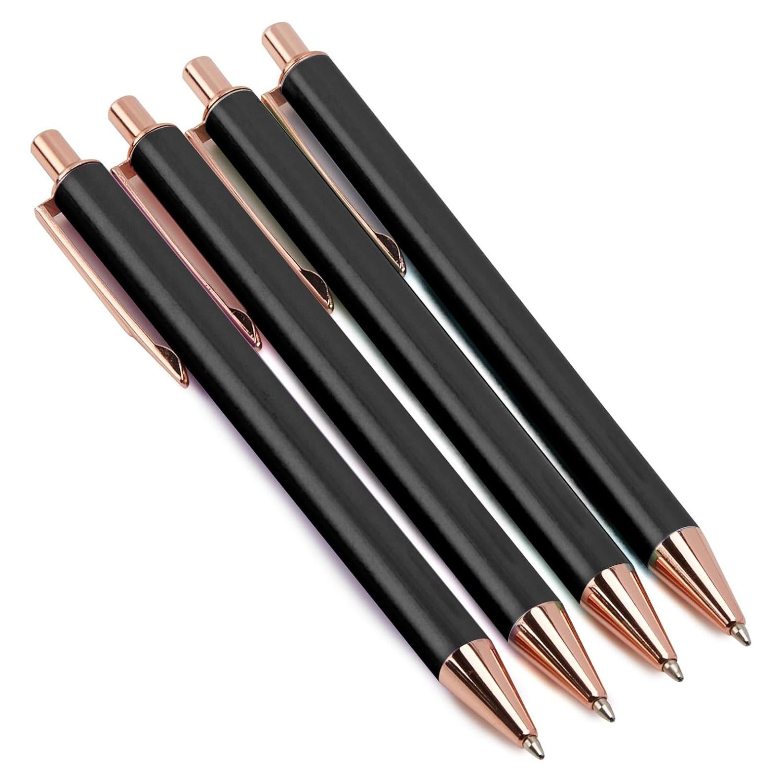 Bolígrafos de Lujo Sooez, 4 Pcs, Acero Inoxidable, Tinta Negra 1.0mm