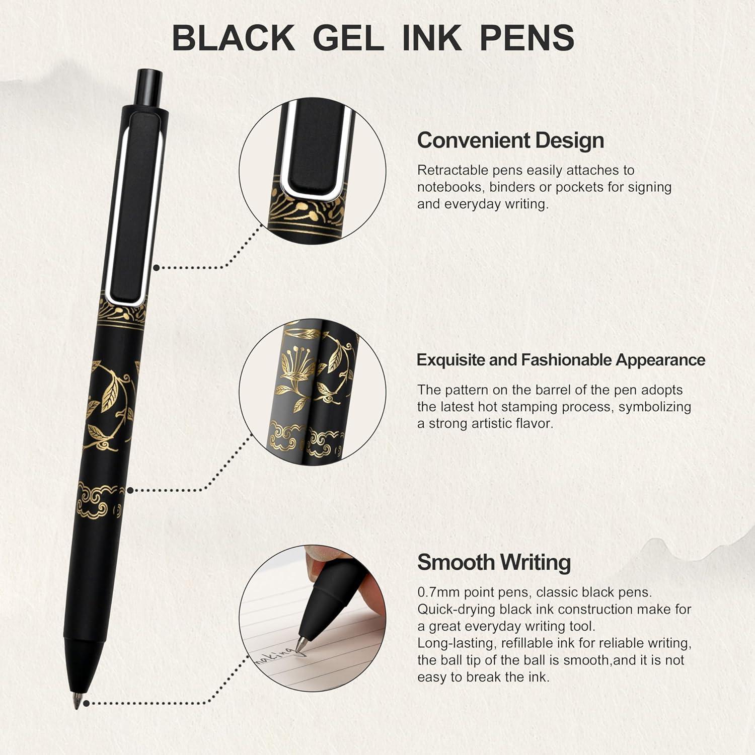 Bolígrafos Gel Linbsunne 0.7mm Tinta Negra - Paquete de 9