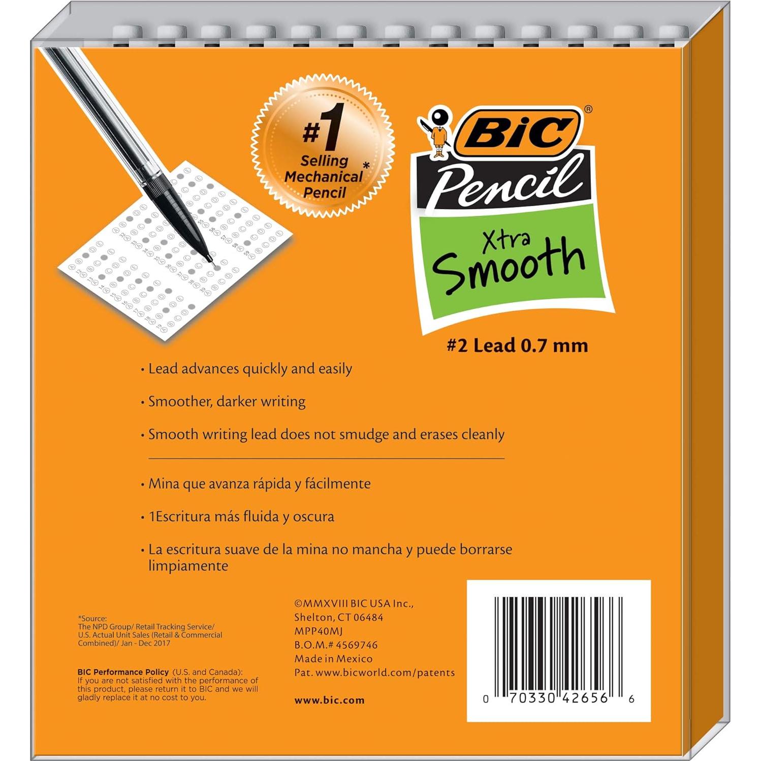 Lápiz Mecánico BIC Xtra-Smooth 0.7 mm, Paquete de 40 Unidades
