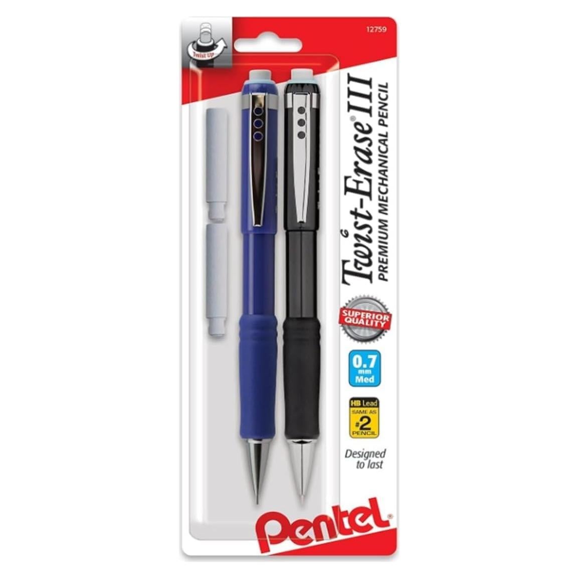 Lápices mecánicos Pentel Twist-Erase III 0.7mm Paquete de 2