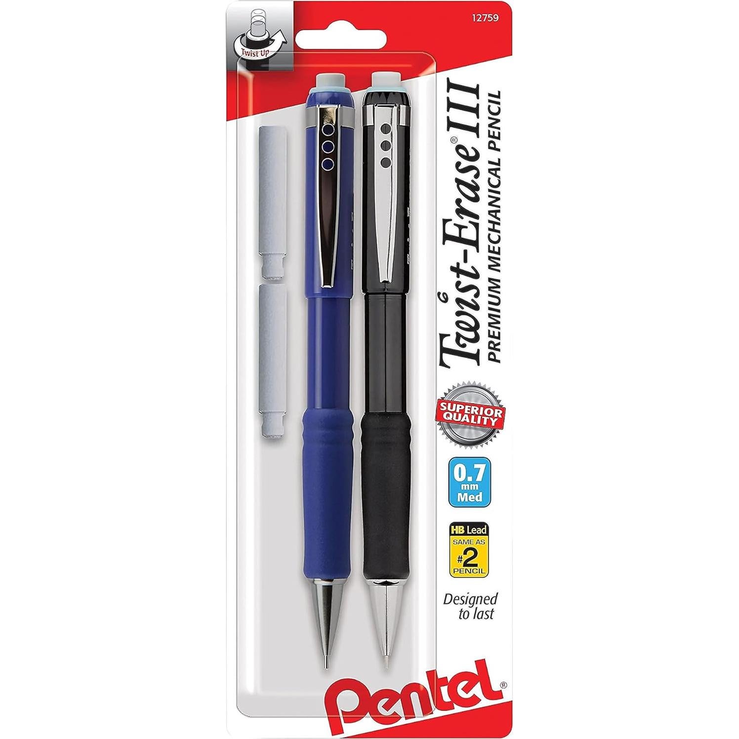Lápices mecánicos Pentel Twist-Erase III 0.7mm Paquete de 2