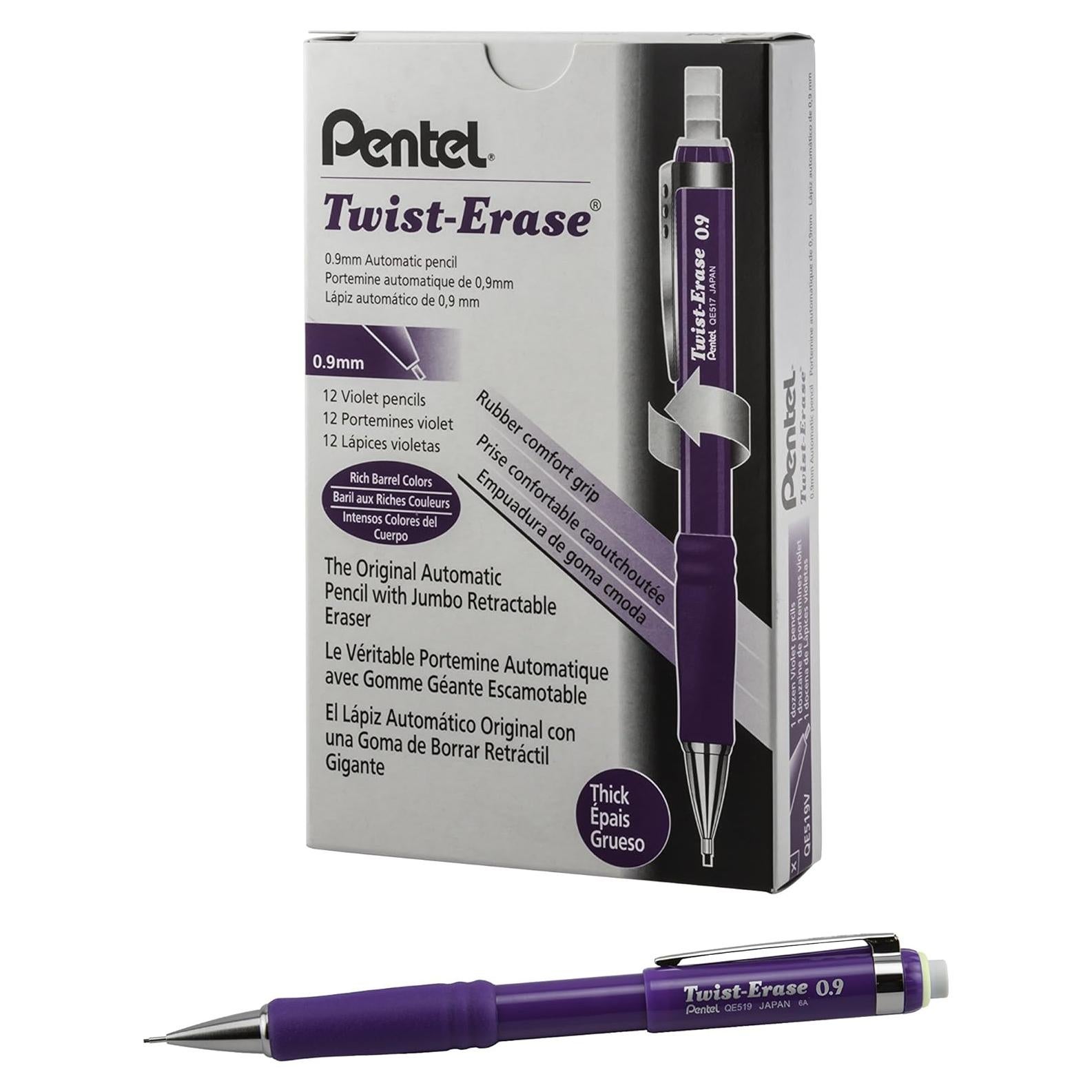Lápiz Mecánico Pentel Twist-Erase III 0.9mm Violeta - Caja 12