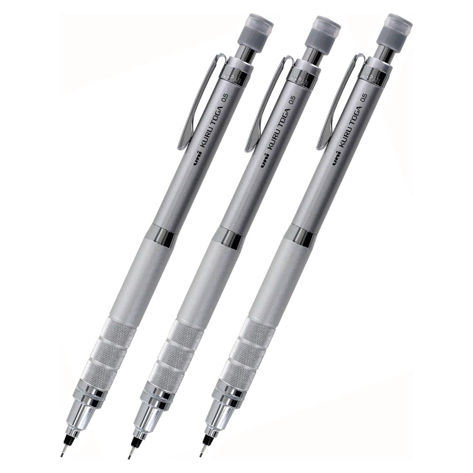 Lápiz Mecánico Uni Kuru Toga Roulette 0.5mm Plata - Paquete de 3