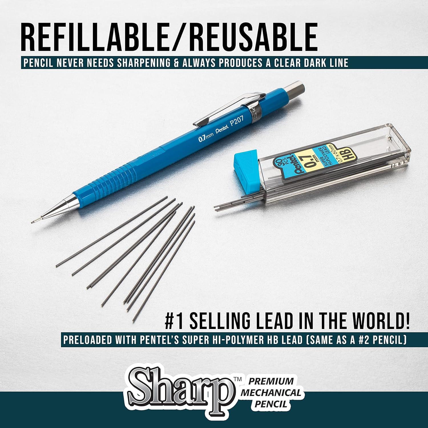 Lápiz Mecánico Pentel P205BP2K6 0.5 mm Negro - 2 Unidades