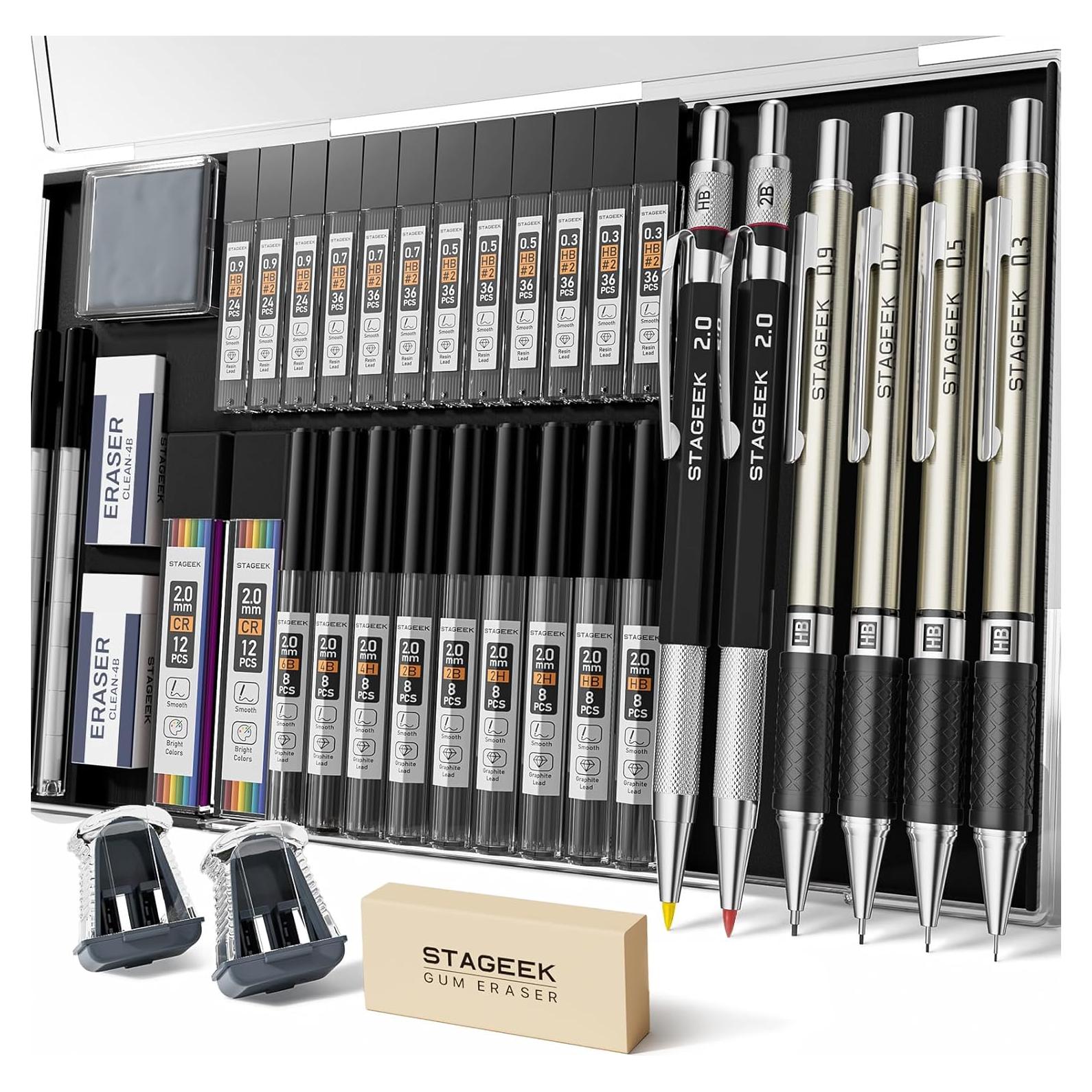 Set de Lápices Mecánicos STAGEEK 37PCS con 492 Minas