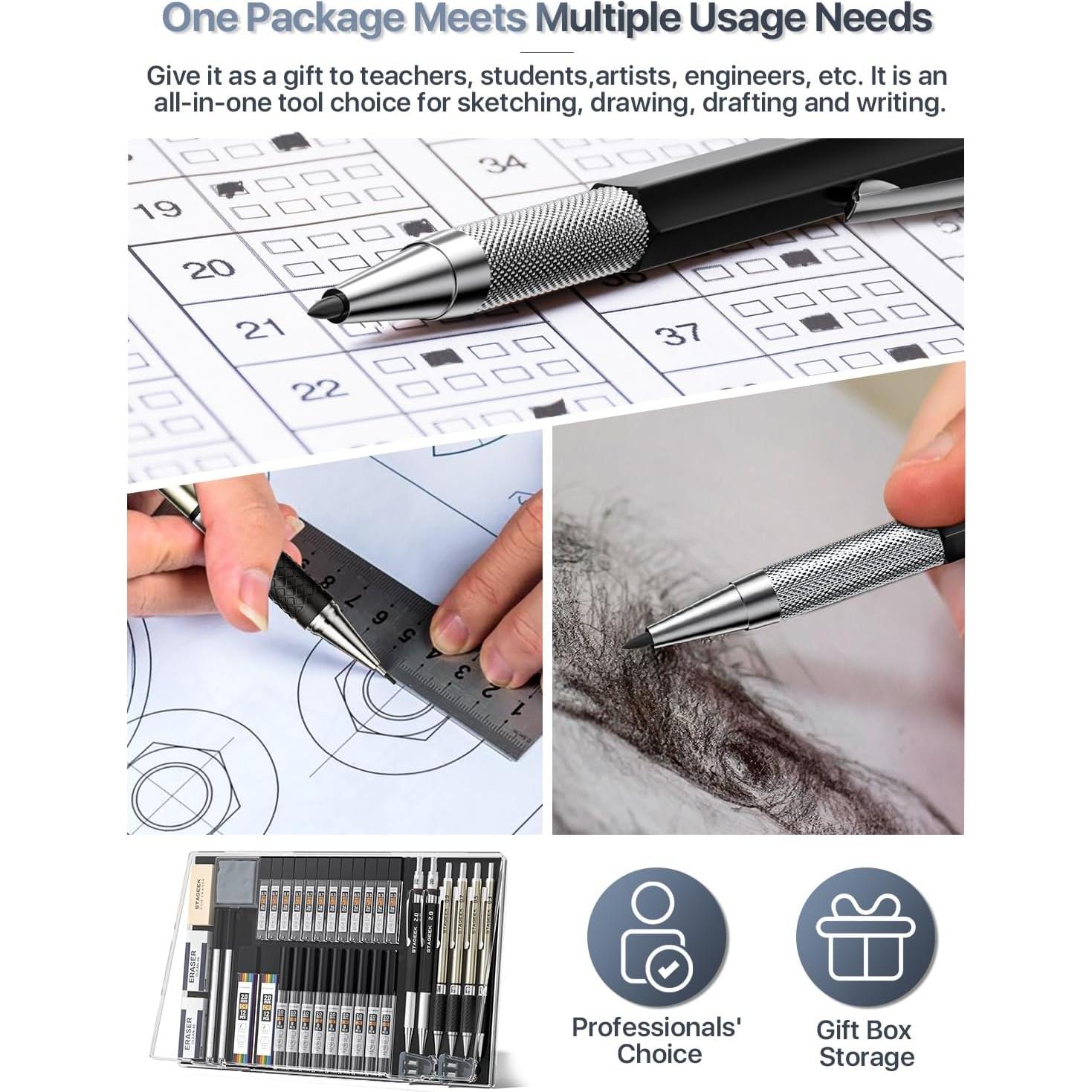 Set de Lápices Mecánicos STAGEEK 37PCS con 492 Minas