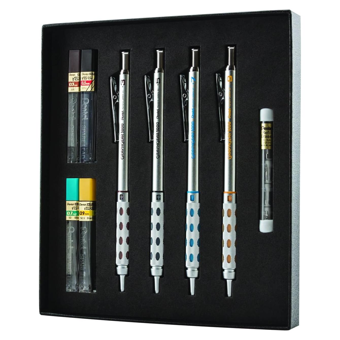 Lápiz Mecánico Pentel GraphGear 1000 con Repuestos y Borradores