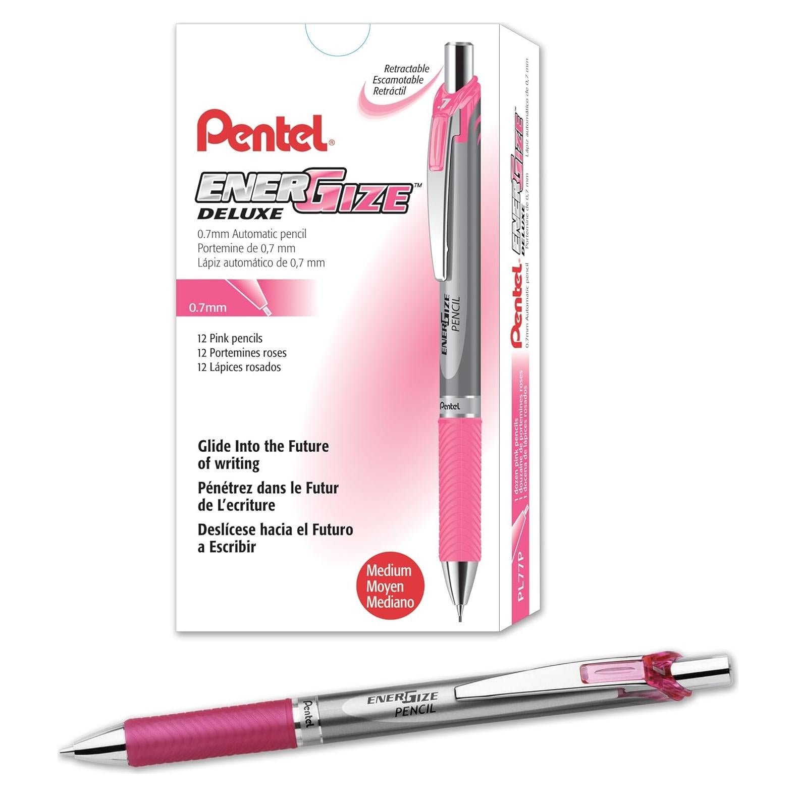 Lápiz Mecánico Pentel EnerGize 0.7mm Acentos Rosados - Caja 12