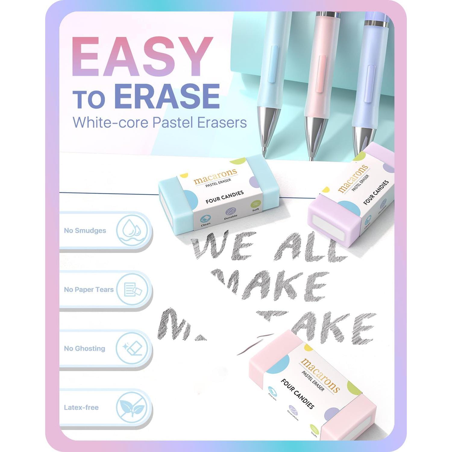 Lápices Mecánicos Cuatro Caramelos 0.9mm con Borradores Pastel