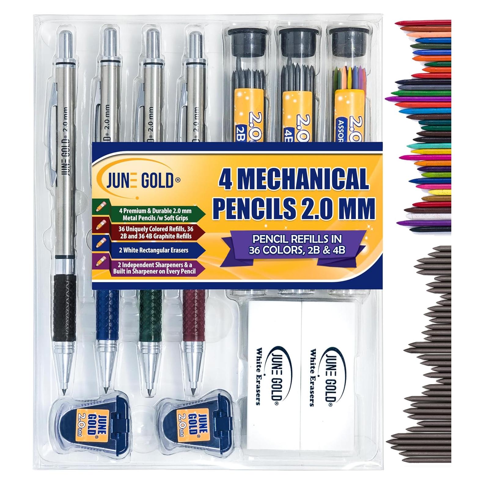 Lápices Mecánicos June Gold 2.0 mm - 78 Piezas, Multicolor