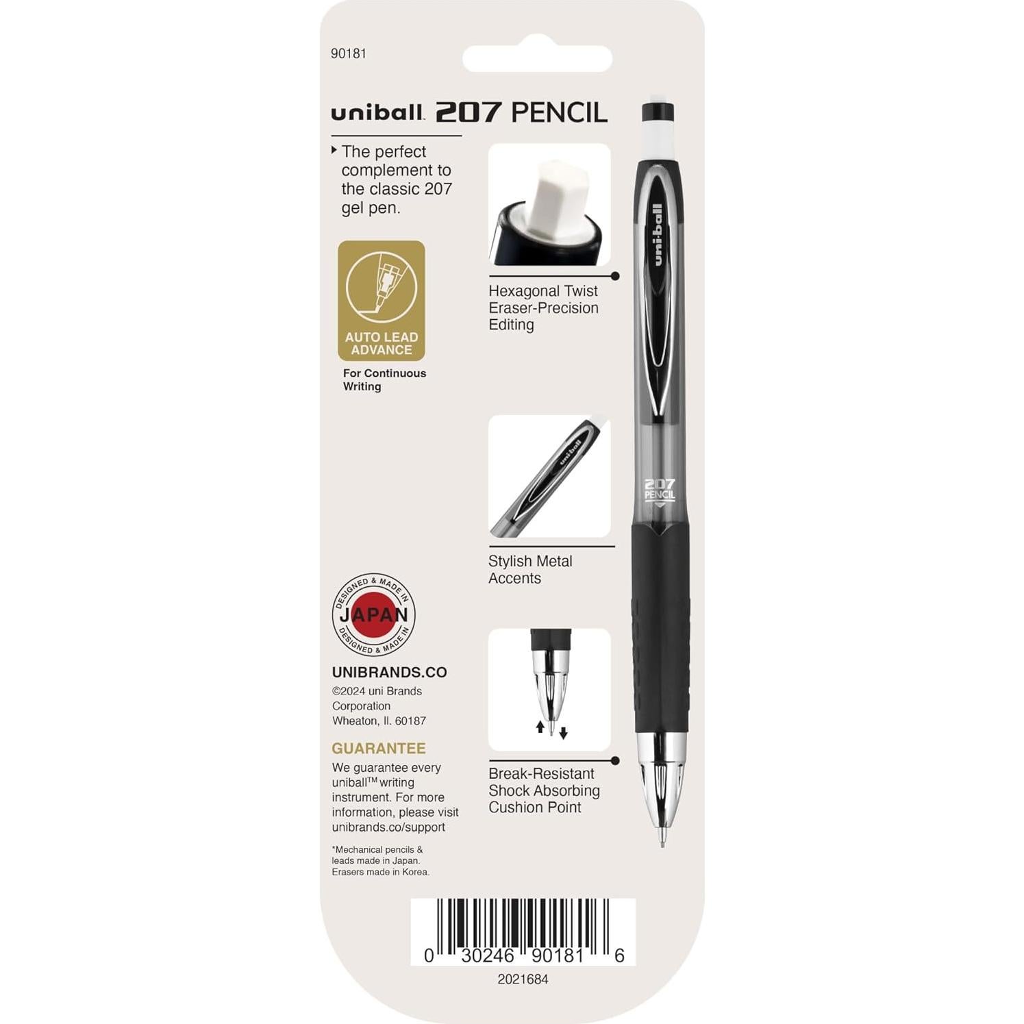 Kit de Inicio Lápiz Mecánico Uni-Ball 207, 0.7mm, 2 Paquetes