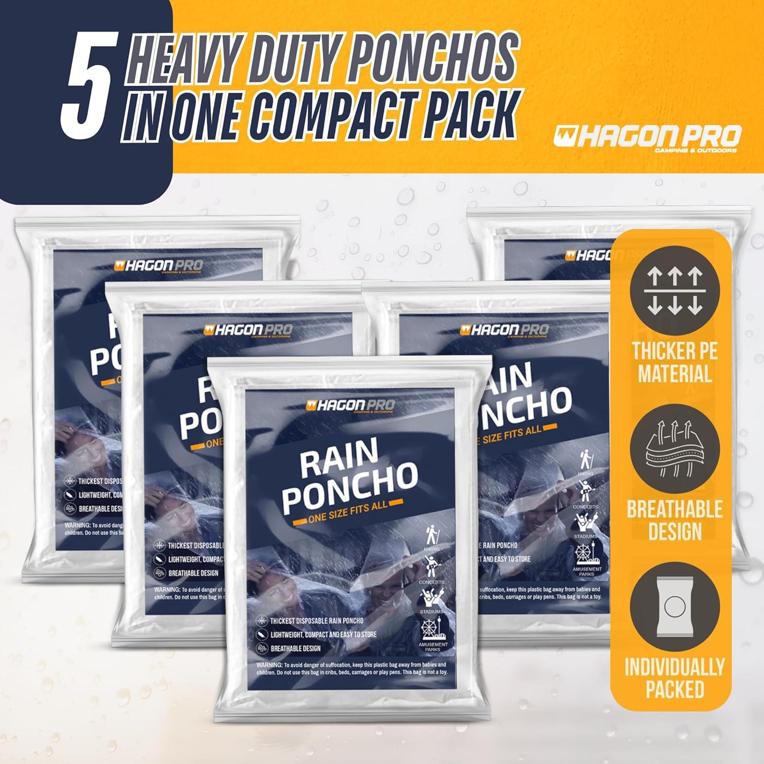 Ponchos de Lluvia Desechables Hagon PRO Transparentes (5 Pzs)