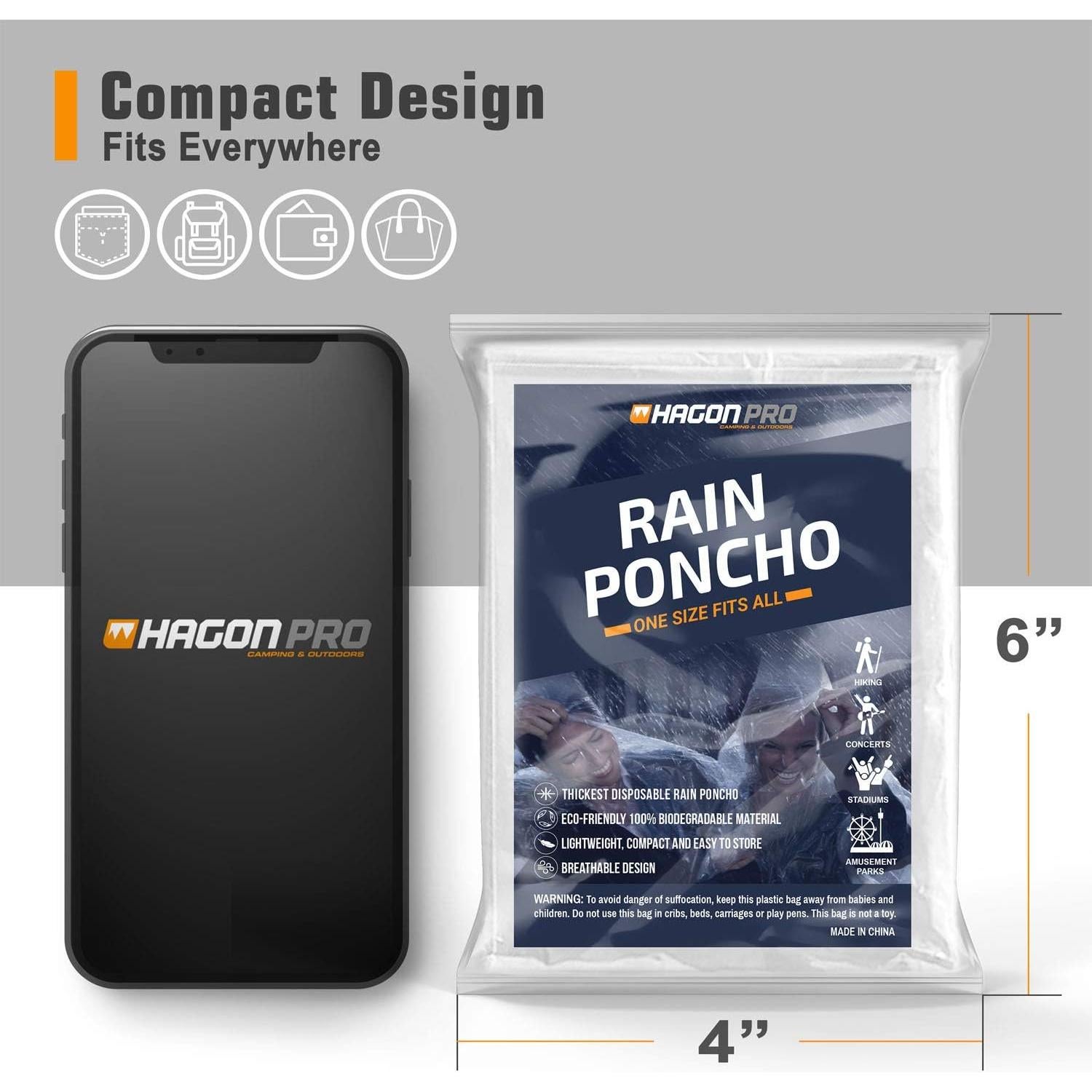 Ponchos de Lluvia Desechables Hagon PRO Transparentes (5 Pzs)