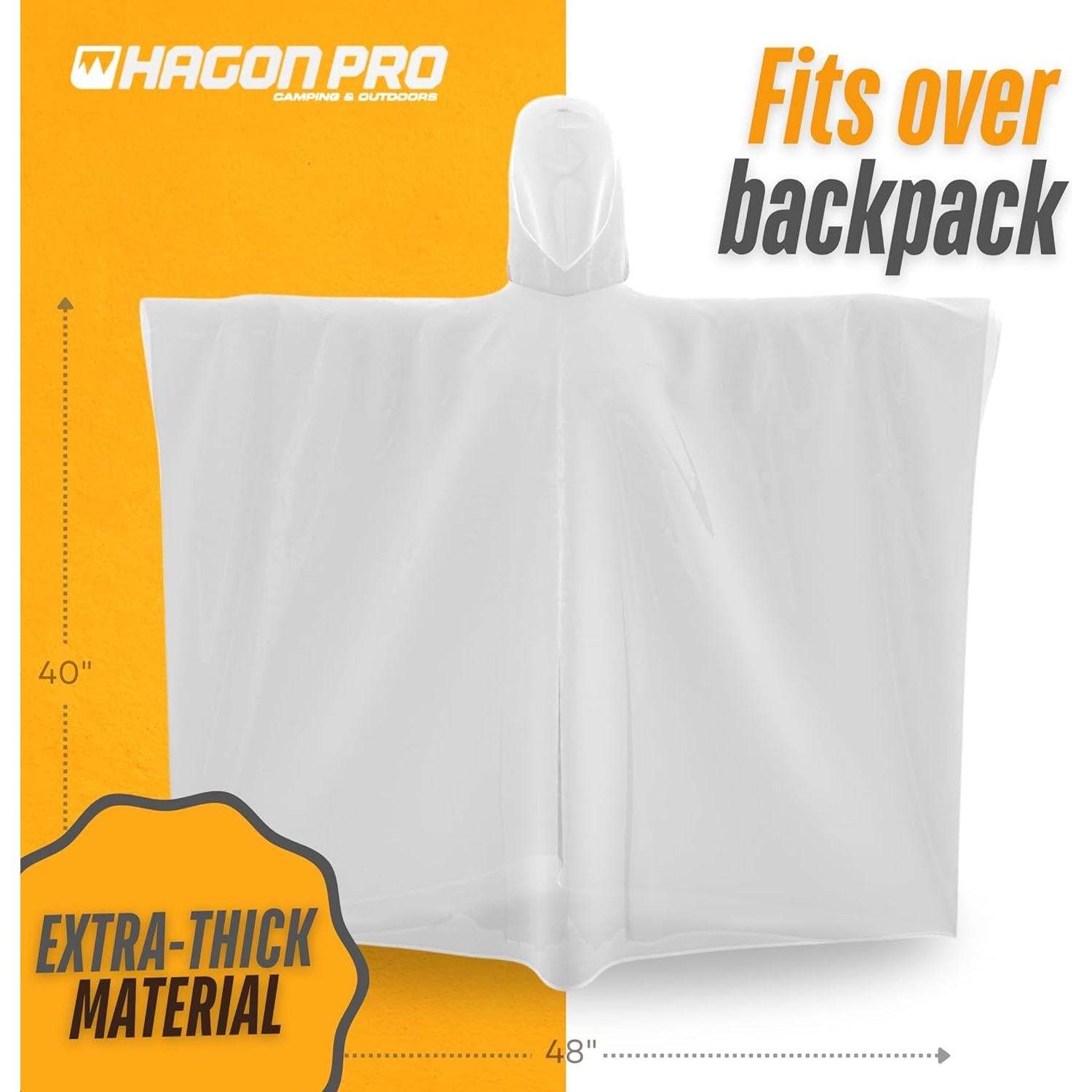 Ponchos de Lluvia Desechables Hagon PRO Transparentes (5 Pzs)