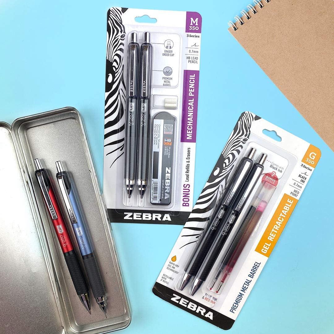 Lápiz Mecánico Zebra Pen M-350, Barril Metal Negro, 0.7mm, Paquete 2