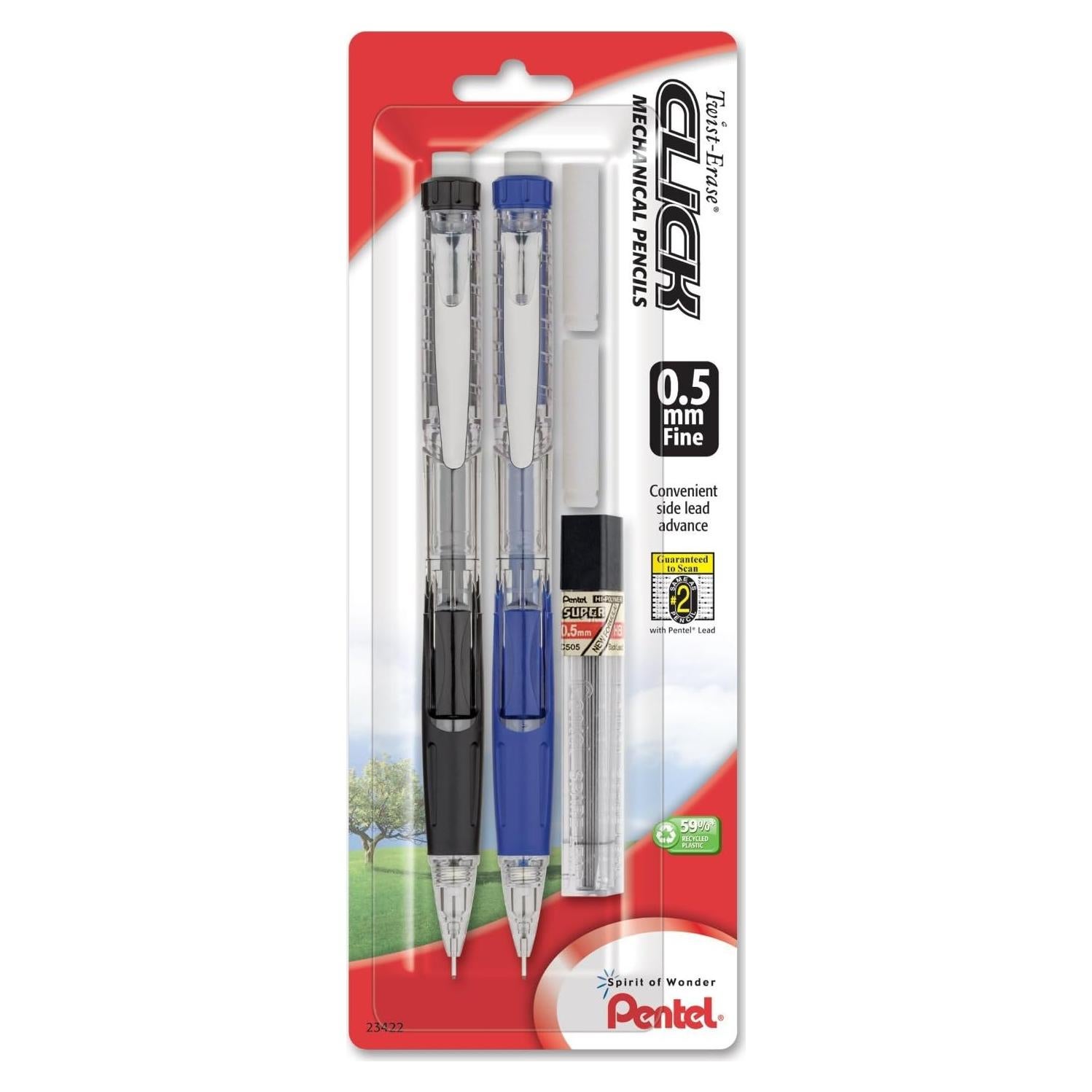 Lápiz Mecánico Pentel Twist-Erase 0.5mm, Paquete de 2