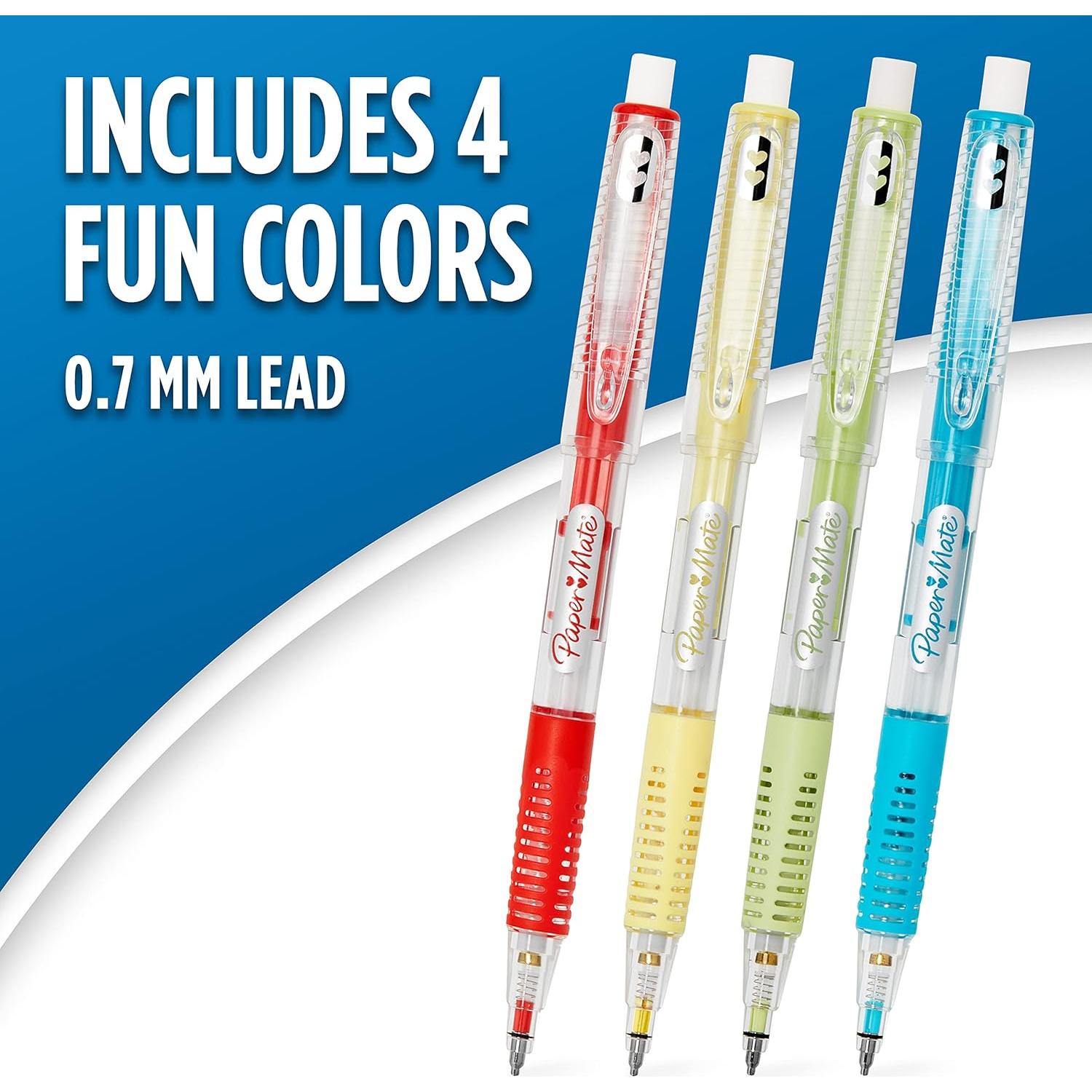 Lápices Mecánicos Paper Mate Clearpoint 0.7mm HB 4 Colores