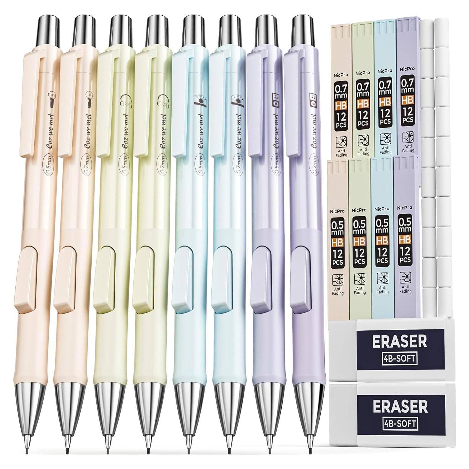 Conjunto de Lápices Mecánicos Nicpro 8PCS 0.5 y 0.7mm