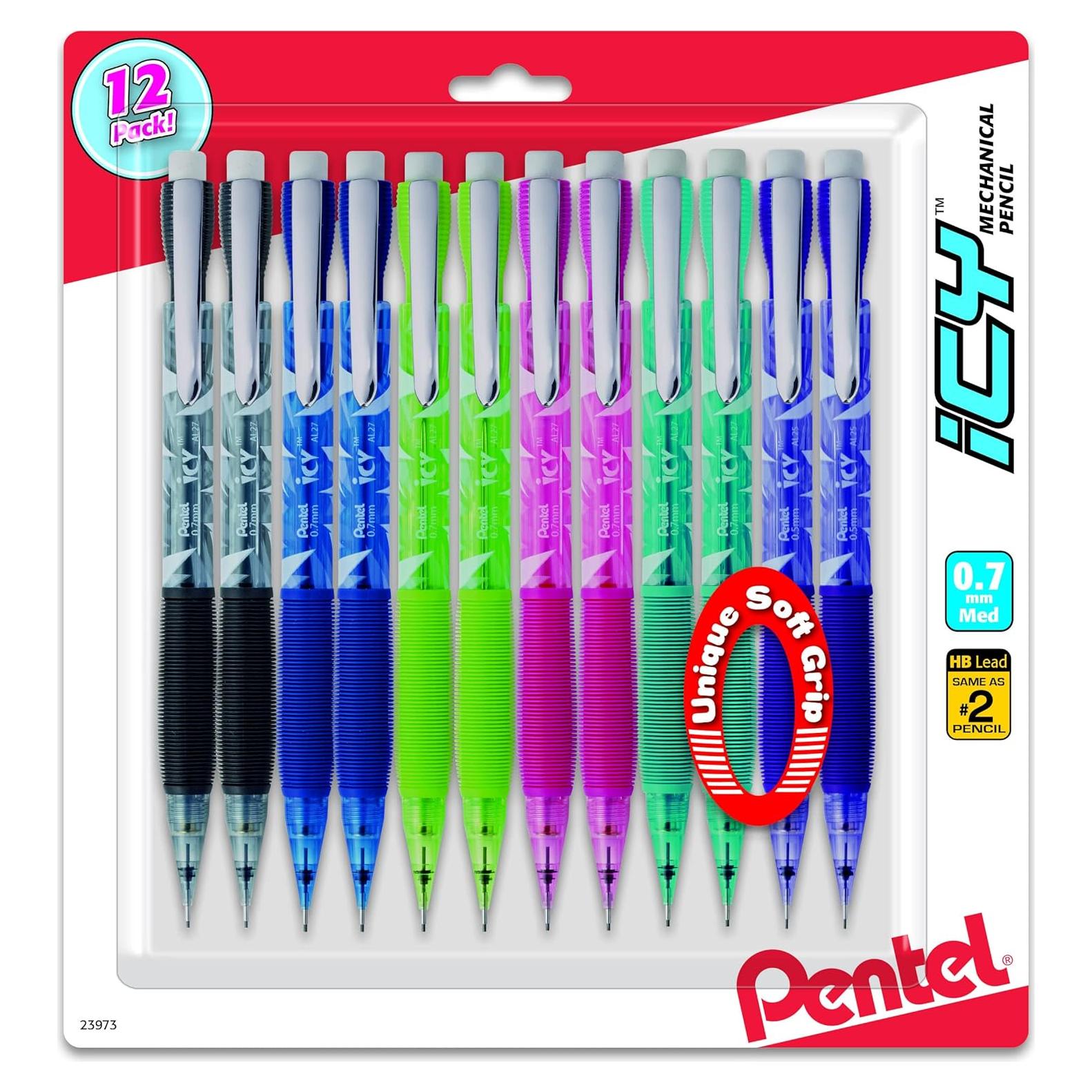Lápiz Mecánico Pentel Icy 0.7mm Multicolor Paquete de 12